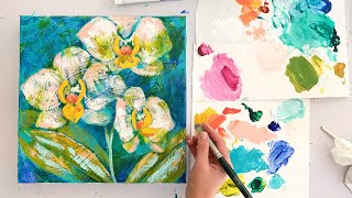 Painting Orchid Flowers in Acrylic [upl. by Aihsilef754]