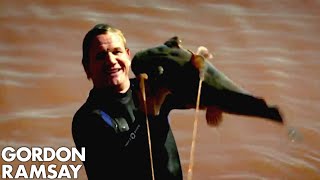 Gordon Ramsay Tries Catching Catfish In Oklahoma  Gordon Ramsay [upl. by Midan]