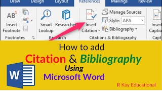 How to add Citations and Bibliography using Microsoft Word  Adding Citation and Bibliography [upl. by Encratis]