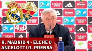 REAL MADRID 4  ELCHE 0  Rueda de prensa de Carlo Ancelotti  Diario As [upl. by Hannahc]