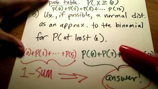 Stats Approximating a Binomial Prob Distribution using a Normal Distrib Part 2 [upl. by Nawaj]