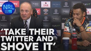 Sheens absolutely EXPLODES at the bunker referees and critics NRL Presser  NRL on Nine [upl. by Ahtis767]