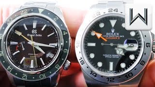 Rolex Explorer 2 vs Grand Seiko Spring Drive GMT SBGE245 vs Rolex 216570 Explorer II [upl. by Nita]