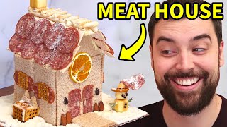 Making a Charcuterie “Gingerbread” House with Meat amp Cheese [upl. by Lyrret]