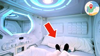 Staying Overnight at a Private CAPSULE HOTEL 😴 36 Large Bed Room 🛏 Madrid Spain 🇪🇸 Travel Vlog [upl. by Idihsar]