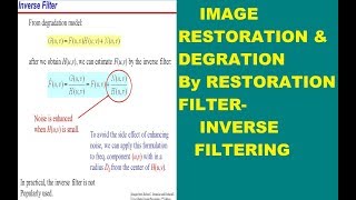 Inverse Filtering  Weiner LMS Filtering in Image Restoration and Degradation [upl. by Piselli]