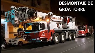 Desmontaje de Grúa Torre LIEBHERR 40LC con GROVE GMK 4100 L1 SANCHO TORO SUR y GRÚAS ANDALUCÍA [upl. by Aidnyc]