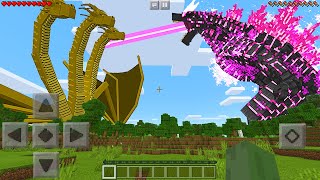 I Found EVOLVED GODZILLA vs KING GHIDORAH in Minecraft Pocket Edition [upl. by Ettevroc]