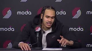 Dalano Banton Postgame Interview  Portland Trail Blazers 114 Atlanta Hawks 110 [upl. by Ehcor]