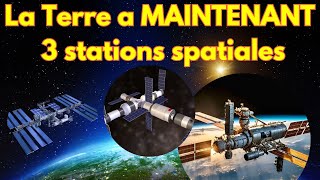 Station spatiale indienne  Station spatiale chinoise  Internationale  Trois stations spatiales [upl. by Attennot]