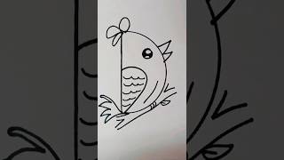 easy bird drawing with D letter for beginners trending drawing shorts viralvideos bird song [upl. by Inavihs633]