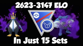 INSANE 524ELO CLIMB IN JUST 15 SETS Great League remix cup FT Shadow Poliwrath Empoleon amp Quagsire [upl. by Hardner966]