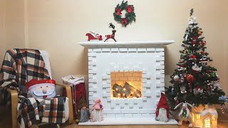 Dekoratif şömine yapımı  Yılbaşı dekorasyon  yapay şömine yapılışı  DIY faux fireplace [upl. by Sumerlin274]