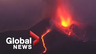 La Palma volcano Eruption roars as lava pours into sea  FULL [upl. by Beaumont]