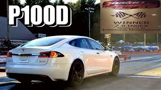 Tesla P100D Takes On Drag Car in the Racing Finals [upl. by Lokin]