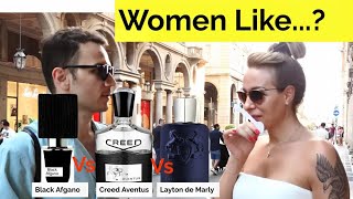 Women react to Lalique encre noire or Bentley for men intense [upl. by Kirat]