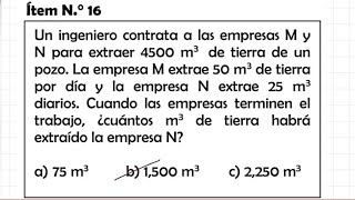 Ítem 16 para graduandos mineduc ¿Cuántos m³ habrá extraído la empresa N [upl. by Sined873]