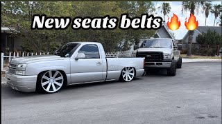 INSTALLING UNIVERSAL SEAT BELTS ON MY SILVERADO [upl. by Ellehcear]