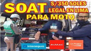 Soat para moto barato Interseguro 350 soles para Lima financiamiento de soat Septiembre 2022 [upl. by Anamor]