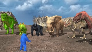 A gorilla playing with an Elephant a Dinosaur and Triceratops  Cartoon Comedy video  Funny Story [upl. by Stilwell]