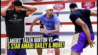 Lakers Talen Horton Tucker vs 5 Star Amari Bailey Battle It Out In Pro Open Runs [upl. by Delano]