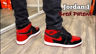 Jordan 1 Bred Patent Review amp On Foot [upl. by Aicssej]