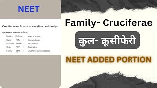 Cruciferae family  क्रूसीफेरी कुल का वर्णन  NEET added topic biology  Brassica campestris [upl. by Asiil417]