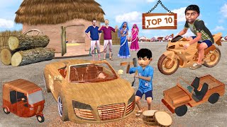 Mini Wooden Vehicles Toys Comedy Videos Collection Hindi Stories Garib Ki Kahani Bedtime Moral Story [upl. by Llerrah411]