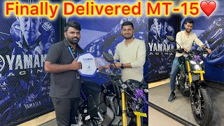 Taking delivery of new MT15 V2  2024🔥 dual channel Abs with TCS 💥mt15 motovlog❤️ [upl. by Etirugram752]