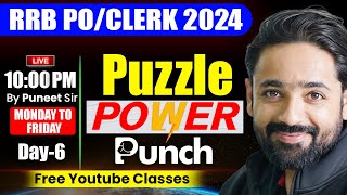 RRB POClerk 2024  Puzzle Power Punch  Day 6  Free YouTube Classes  Reasoning by Puneet Sir [upl. by Correna222]