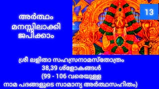 Lalitha Sahasranama Stotram 99  106 namesMalayalam explanation with English subtitles [upl. by Janelle210]