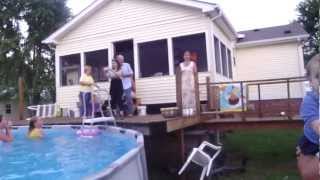 Bride jumps into pool after wedding ceremony [upl. by Ennagroeg563]