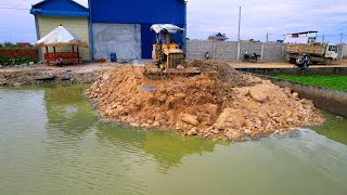 New project interesting Bulldozer Filling The Floodplain Fields Project And Dump Trucks Unloading [upl. by Asila]