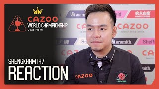 Saengkham REACTS To 147 In QR3 Win  Cazoo World Championship 2024 [upl. by Aynatan]