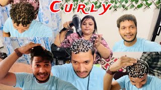 Curly hair 🧑‍🦱karaye 🫣😳😱curly curlyhair curlyhairstyles video viralvideo vikasvalsadvlogs [upl. by Nonnahsal]