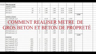 COMMENT RÉALISER METRE POUR GROS BÉTON ET BÉTON DE PROPRETÉ MétréBâtiment [upl. by Kram482]