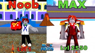 Noob to Max Lvl 12550 Using Awakened Magma and Becoming Admiral Akainu in Bloxfruits [upl. by Yhtamit]