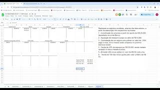 Introdução à Contabilidade  Exerícicio de registros contábeis razonetes [upl. by Yatnod482]