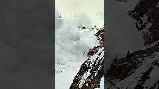 Watch how an avalanche swept through Kezhou Glacier Park in China covering the valley in seconds [upl. by Nitsej343]