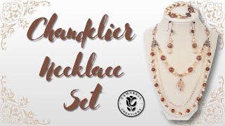 Czech Glass and Pearl Chandelier Necklace Set  Using Stash from Bead Box Bargains Site [upl. by Ahsila]