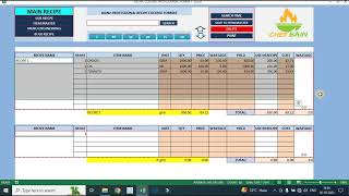 RECIPE COSTING PROFESSIONAL FORMAT Bulk Recipe CostingMenu EnginneringSub RecipeMain Recipe [upl. by Dlaregztif]