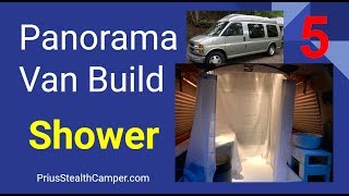 Shower  Panorama Camper Van Conversion Build Tour Chevy Express Bathroom [upl. by Darb]