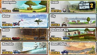 Hill Climb Racing 2  All 9 Adventure Maps Records [upl. by Nnyliram805]