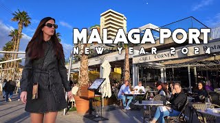 Malaga City Port Spain New Year January 2024 Update Costa del Sol  Andalucía 4K [upl. by Brenza325]