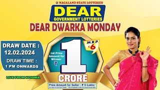 DEAR DWARKA MONDAY WEEKLY DRAW TIME 1 PM DRAW DATE 12022024 NAGALAND STATE LOTTERIES [upl. by Esbenshade390]