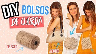 DIY 3 bolsos  Convierte un trozo de cuerda en tres bolsos de verano  FÃCIL y BARATO [upl. by Griselda]