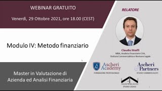 Master in Valutazione di Azienda ed Analisi Finanziaria Modulo IV [upl. by Maon]