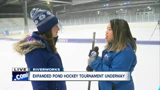 Labatt Blue Pond Hockey tournament at Riverworks [upl. by Ellehcil]