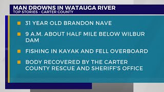 TWRA Fisherman drowned after falling off kayak in rough waters on Watauga River [upl. by Sergias]