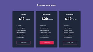 How To Make Pricing Table Using HTML And CSS  Price Plan on Website In HTML amp CSS [upl. by Anelleh750]